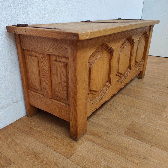 Image 1 of Baúl de mantas de roble antiguo, baúl de juguetes