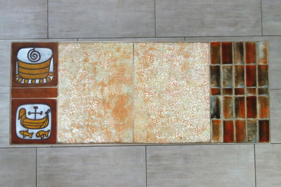 Image 1 of Tavolino Jean Gregorieff per Roche Bobois in ceramica e acciaio spazzolato 60 70