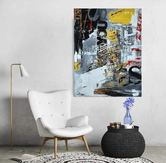 Original Acrylic Painting Contemporary Street Art Newspaper – Paintings & Drawings, Canvas (photo 2 of 7)