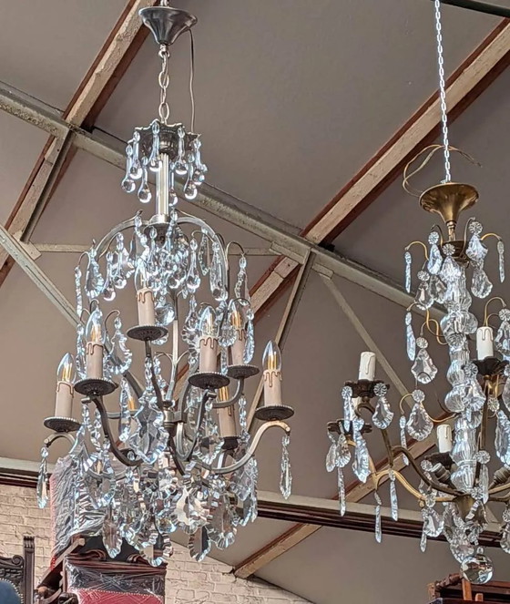 Lampadario in stile rococò con 9 bracci portalampada. – Bronze, Crystal (photo 3 of 8)