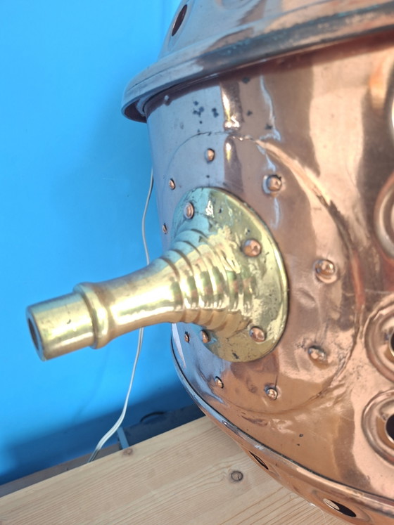 Grande lampadario a sospensione steampunk a forma di tamburo in rame rosso. – Copper (photo 6 of 11)