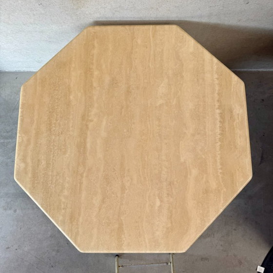 Image 1 of Mid-century Travertine octagonal dining table Italian design
