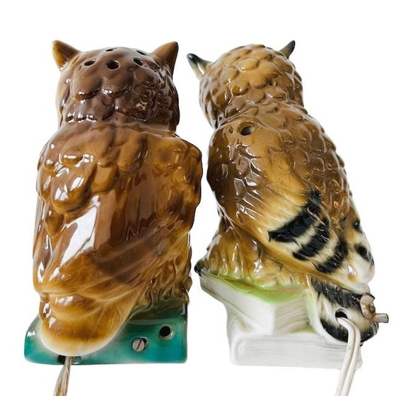 Image 1 of Ensemble vintage de lampes hiboux lampes parfumées hiboux 1950s