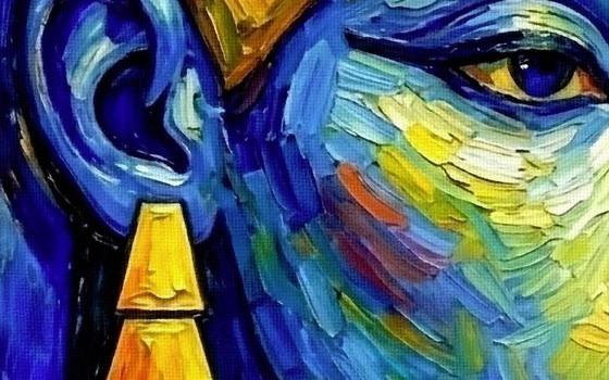 Image 1 of Schilderij op canvas, Egyptisch / Van Gogh-stijl (60x60cm)