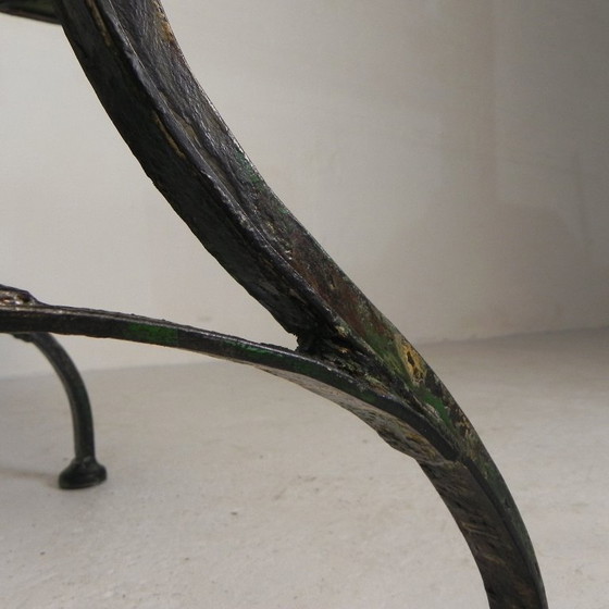 Image 1 of Table de bistro en acier, table de jardin à profil en T incurvé, années 1950