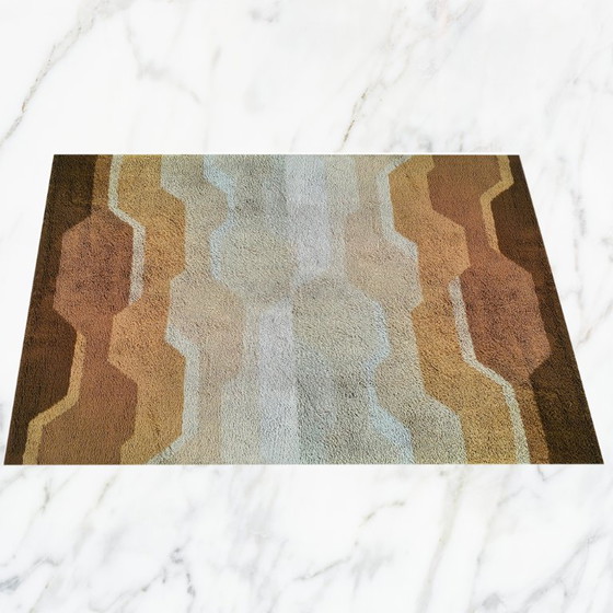 Image 1 of Italienischer Wollteppich im Mid-Century-Modern-Stil mit geometrischem Muster, 1970er Jahre