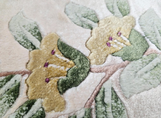 Image 1 of Handgeknoopt Oriental Zijde tapijt floral China NEW 93x152cm