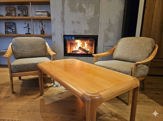 Image 1 of Mid-Century Design-Ikonen: Komplettes 4-teiliges Set - 2 Knoll Collection Sessel, 1 Sofa 3er & Couchtisch in gutem Zustand