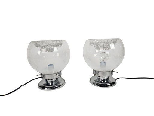 Murano - Mazegga - Carlo Nason - set de lampes de table (2) - verre - chrome - 60's