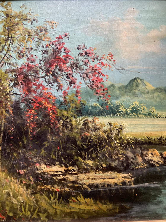 Bellissimo grande dipinto di paesaggio indiano Bella India 140x 80 – Dipinti e disegni, Tela (photo 3 of 7)