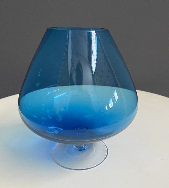 Image 1 of Empoli Blue large cognac glass shape vase 1960s