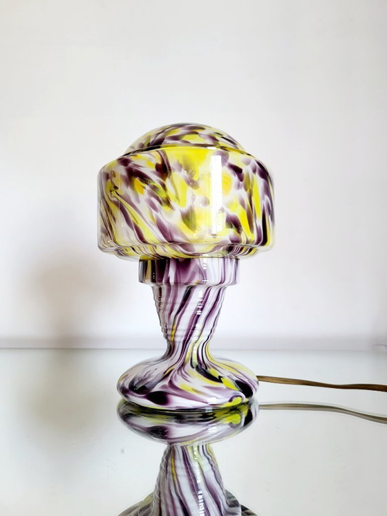 Image 1 of Lampe de table Art déco en verre opalin multicolore, Verreries de Scailmont, Henri Heemskerk, Belgique,années 1930