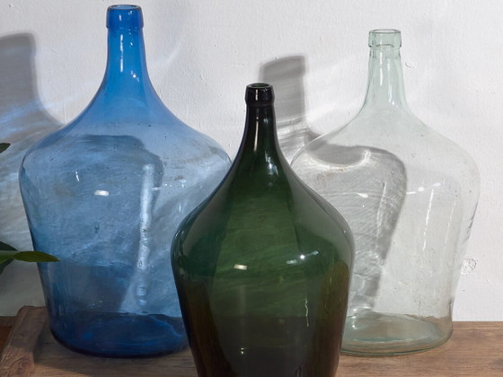 Damigiane in vetro antiche (c.1920). Set di 3 pezzi #4 – Bicchieri e caraffe, Glass (photo 2 of 10)
