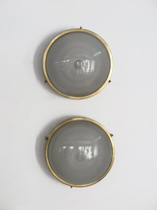 Sigma messing Wandlampen van Sergio Mazza voor Artemide, Italië, jaren '60, set van 2