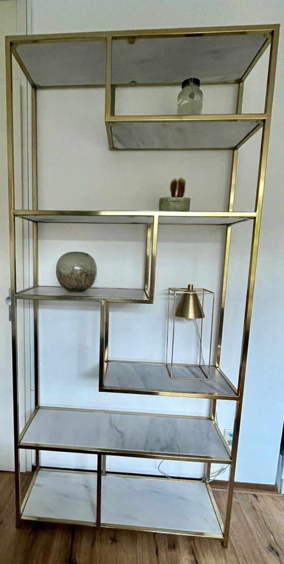 Image 1 of Gold Wall Rack Emily White Marble/Gold Click or scroll to zoom Gold Wall Rack Emily White Marble/Gold Emily wall rack