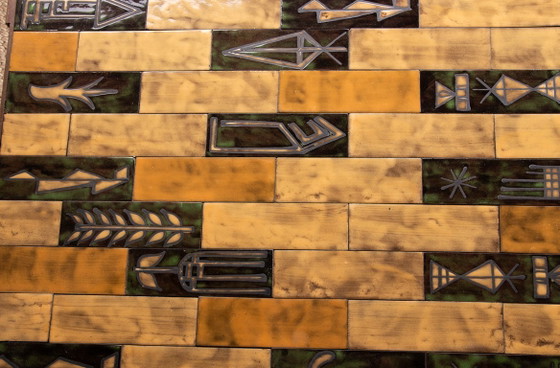 Image 1 of Coffee table in glazed ceramic and steel base by Jean Garbero Vallauris 1950.