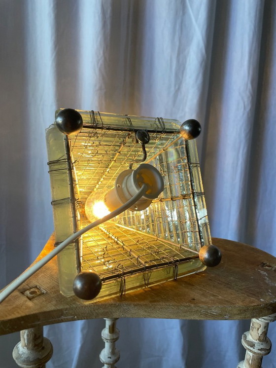 Image 1 of Brutalist glass lamp from the 1970s.