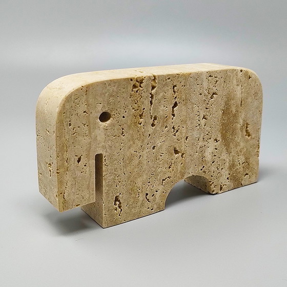 Image 1 of Sculpture originale d'éléphant en travertin des années 1970 par Enzo Mari pour F.lli Mannelli