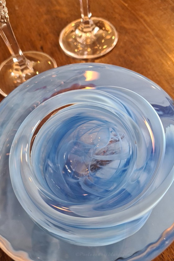 Image 1 of 1x Kosta Boda Atoll Teelichthalter schönes Hellblau.