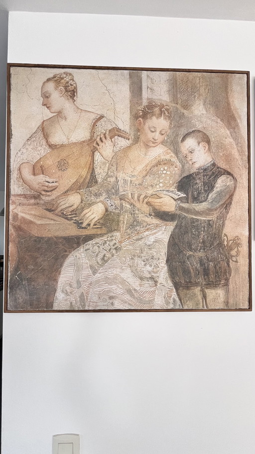 Reproduction de fresque en édition limitée - "Scena di Musica" par Giovanni Antonio Fasolo (182/499)
