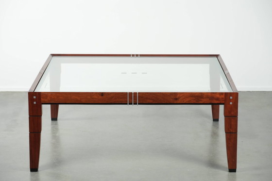 Image 1 of Vierkante Art Deco design salontafel van Schuitema uit de Decoforma serie met een glazen blad