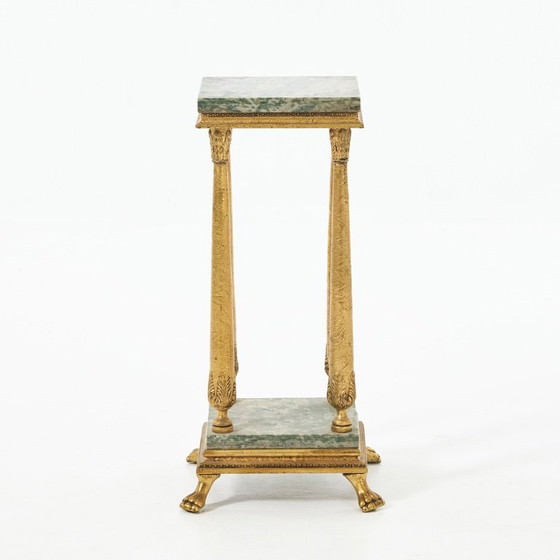 Image 1 of Piedistallo in stile impero — Finitura bronzata con lastre di marmo — Seconda metà del XX secolo