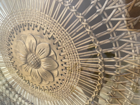 Image 1 of Beautiful Chippendale table with Viennese caning and glass top, round