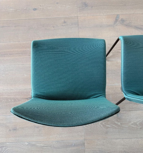 Lot de 4 chaises de salle à manger Walter Knoll Liz (Claudio Bellini), Textile, Métal, Turquoise (photo 4 sur 7)