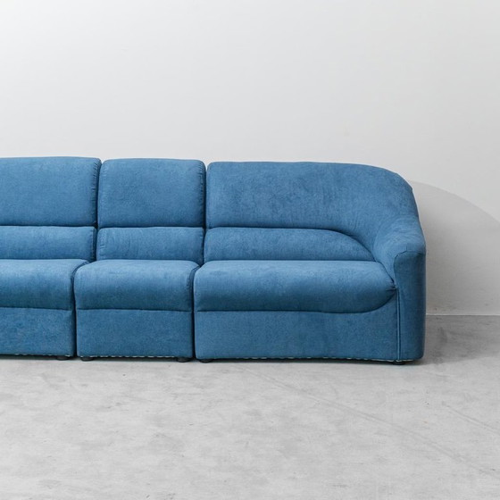 Image 1 of 1970S BLUE FOUR-SEAT SOFA – VINTAGE ITALIAN MODERN DESIGN