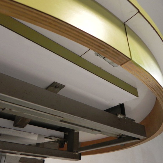 Image 1 of Round vintage dining table diameter 100 cm, extended 135 cm, 1970s