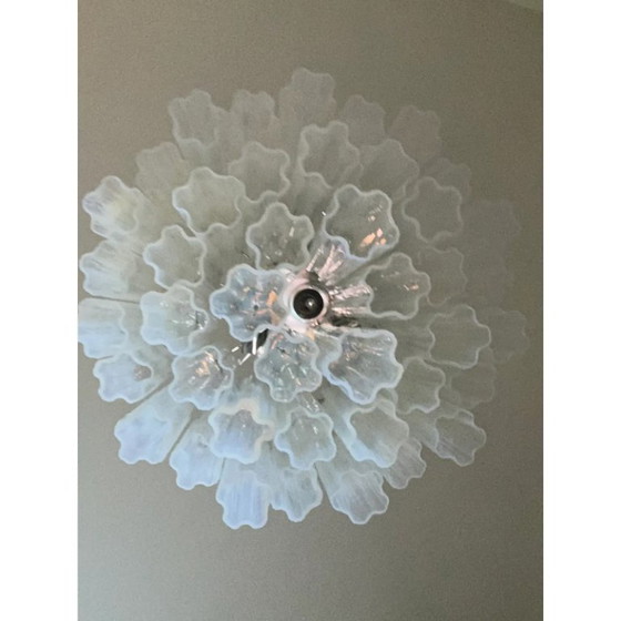 Image 1 of Lustre contemporain en verre de Murano opale « Tronchi » de style Venini