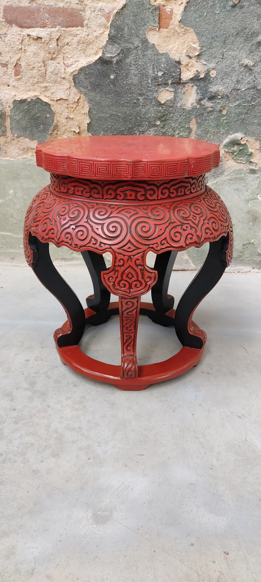 Chinese red cinnabar stool