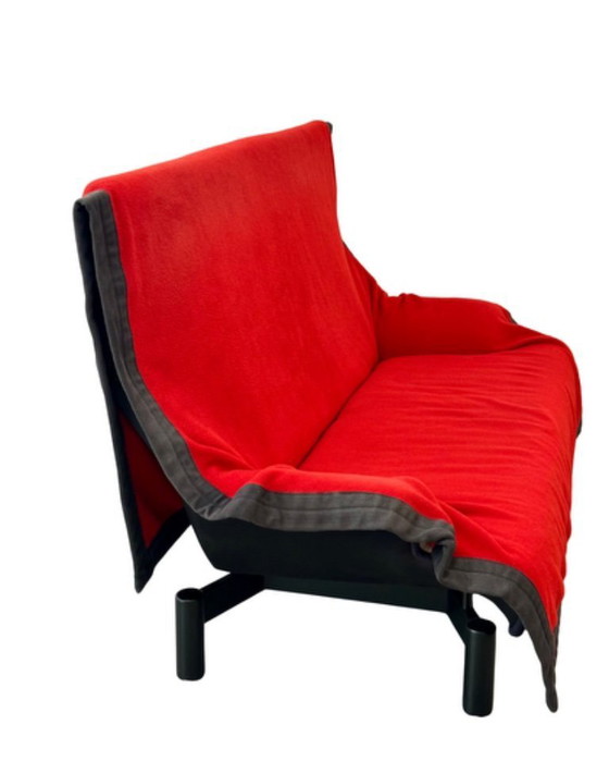 Image 1 of SOFA 'SINDBAD' BY VICO MAGISTRETTI FOR CASSINA RED VIRGIN WOOL