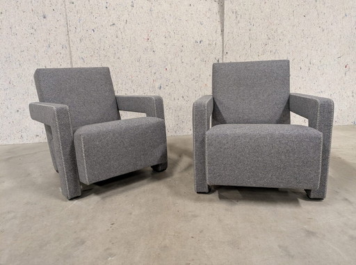  Cassina Armchair 637 Utrecht (New-Never Used) In Grey Wool