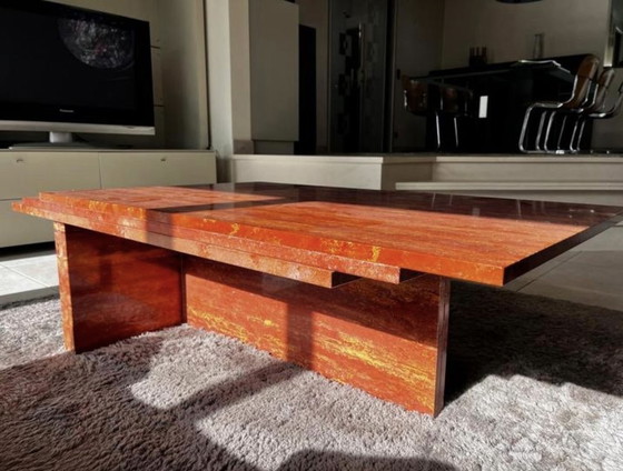 Image 1 of Table basse italienne en travertin Rosso