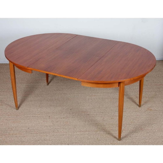 Image 1 of Round, extendable wooden dining table, 1960