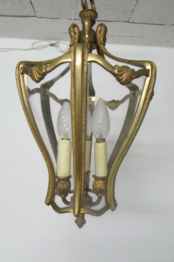 Image 1 of Lanterna d'ingresso in bronzo, 6 lati, 3 luci