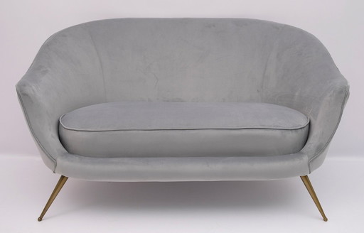 Federico Munari Mid-Century Modern Italian Curved Sofa and Two Armchairs, 1950s