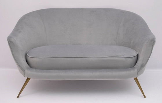 Image 1 of Federico Munari Mid-Century Modern Italian Curved Sofa and Two Armchairs, 1950s
