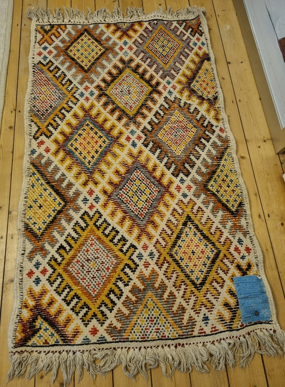 Image 1 of Tappeto berbero marocchino vintage, annodato a mano, circa 84x142 cm, colorato.