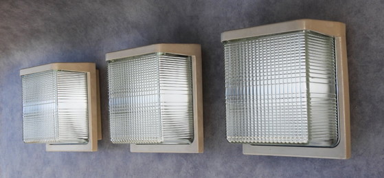 Vintage Industrial Holophane Wall Light, c.1950s France - 3 available, Glass, Metal, Taupe (photo 2 of 13)