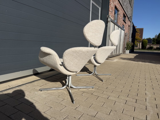 2x 1. Edition Artifort Big Tulip Neuwertig! Pierre Paulin in Beige/Ecru Bouclé – Sessel, Textile (photo 8 of 12)