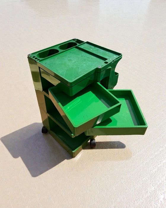 Image 1 of Chariot d'artiste Boby B33 original, de couleur verte, conçu par Joe Colombo pour Bieffeplast dans les années 1970.