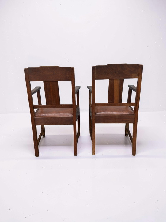 Image 1 of 2x Art Deco / Amsterdamse School stoelen