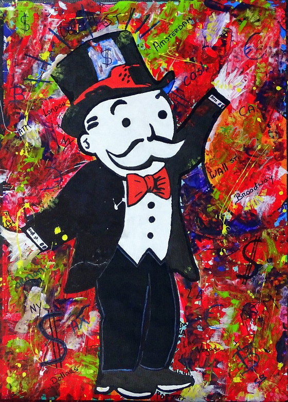 Pittura Pop Art, di Dagebert Duck Monopoly man, CB, Dipinti e disegni, Tela, Rosso (foto 2 di 10)