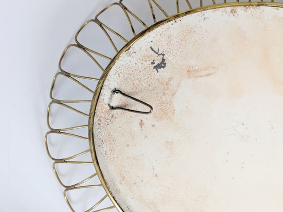 Image 1 of Midcentury Brass Oval Mirror in the Style of Josef Frank