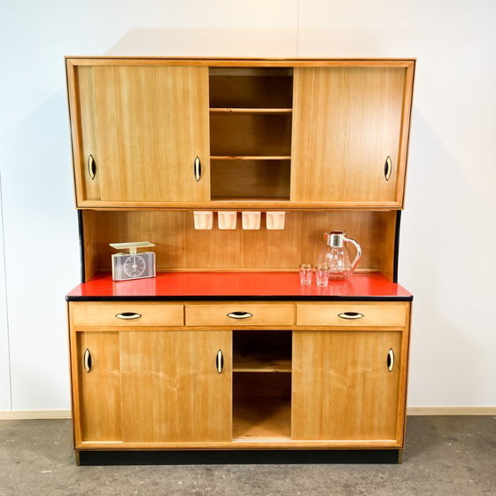 Image 1 of Kitchen buffet with red formica top by Baumann Möbel, oak, 1960s