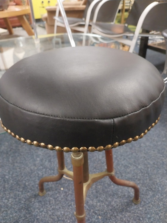 Image 1 of 1 x Hughes & Son piano stool 1920s copper and brass new seat