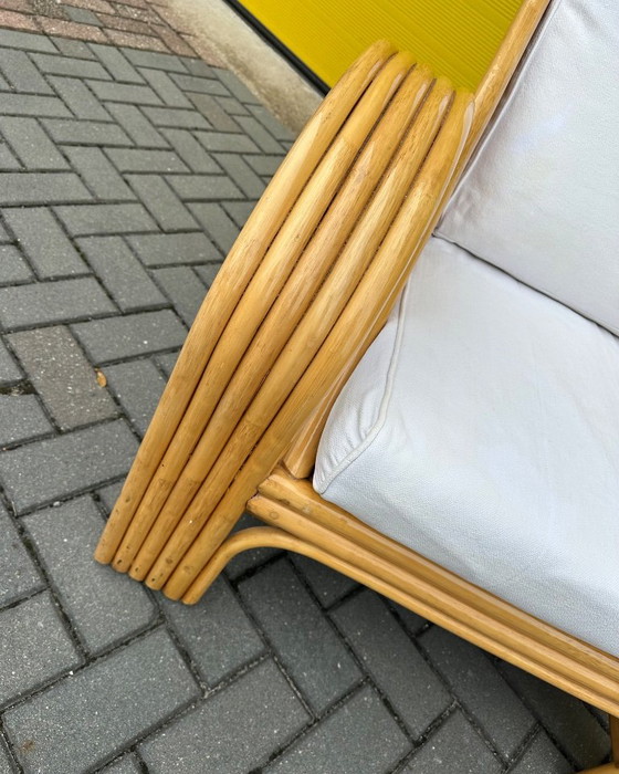Vintage Italian Rattan Bamboo Lounge Armchair, 70s, Beige (photo 10 of 14)