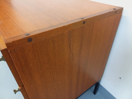 Image 1 of Vintage modernist sideboard by ARP Minvielle, designed by Guariche Mortier Motte, in teak and black metal, from the 1960s